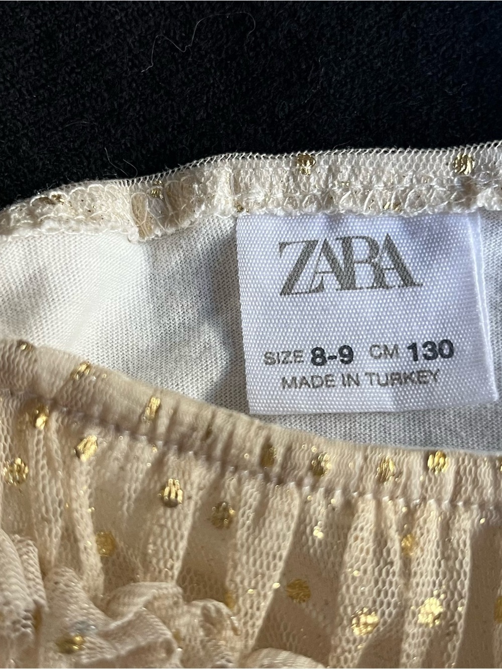 Zara Girls Cream Top with Gold Dot Ruffles size 8/9 - Picture 2 of 2